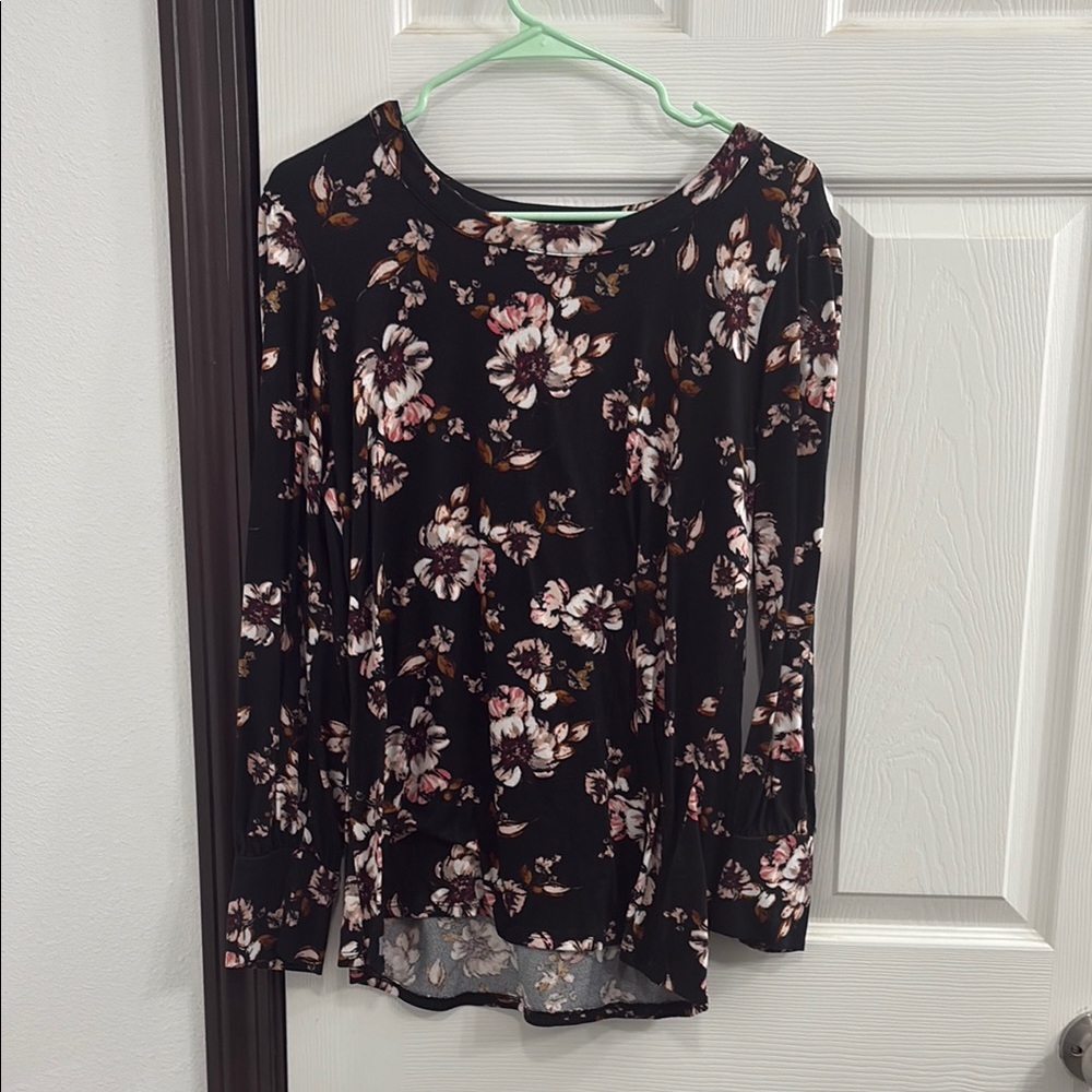 Maurices Black and Pink Floral Blouse